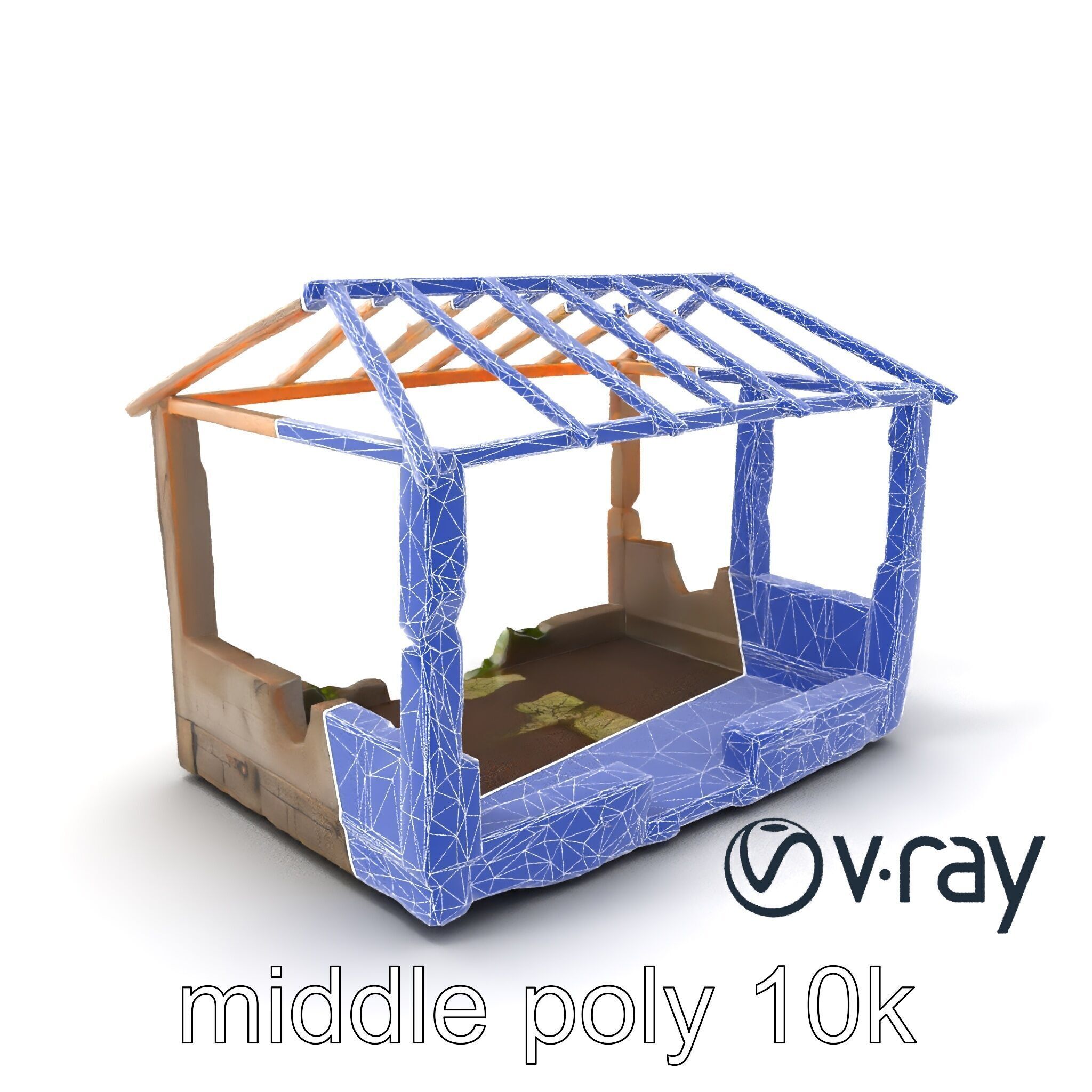 Abandoned Bungalow Ruins model pack Low-poly 3D model_5