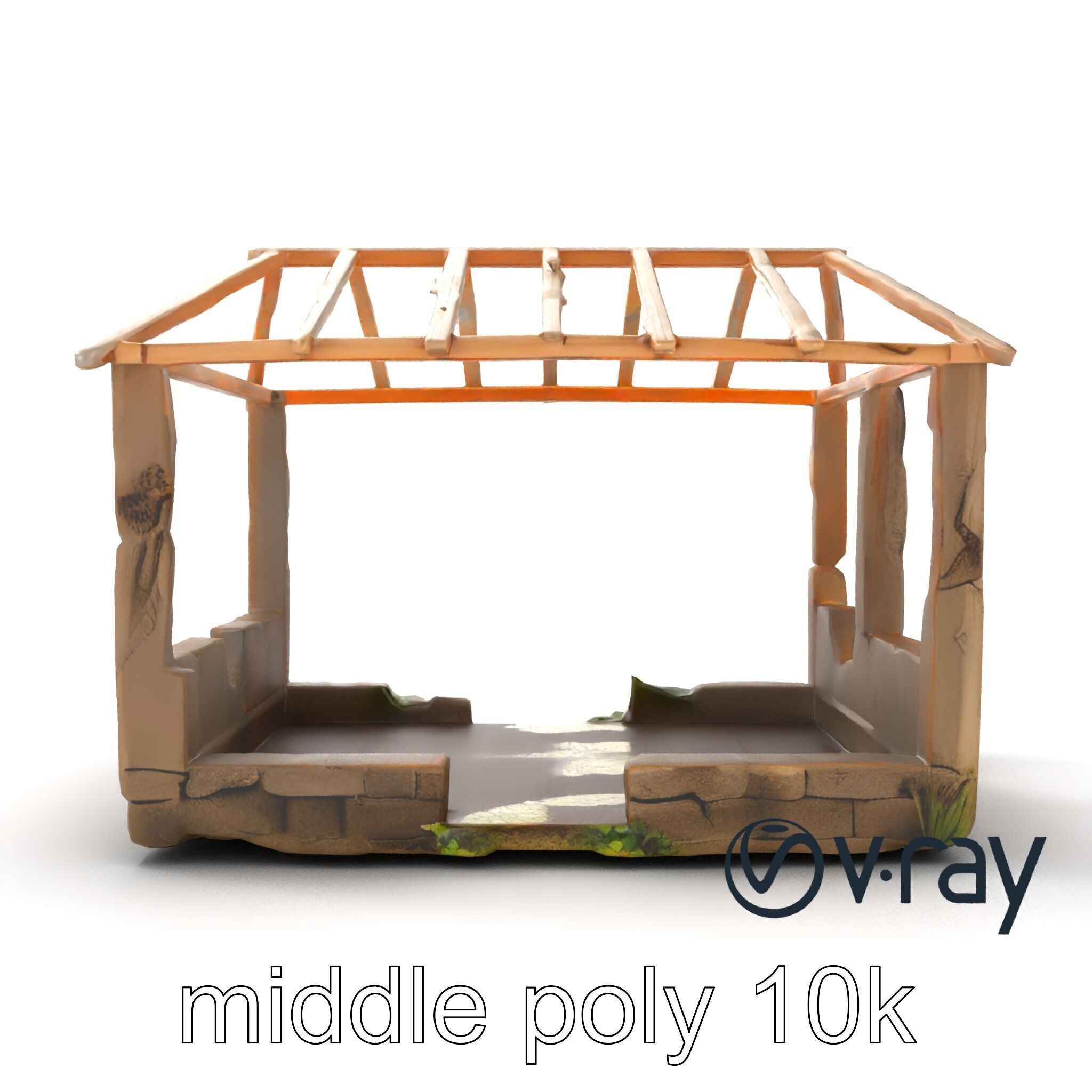 Abandoned Bungalow Ruins model pack Low-poly 3D model_14