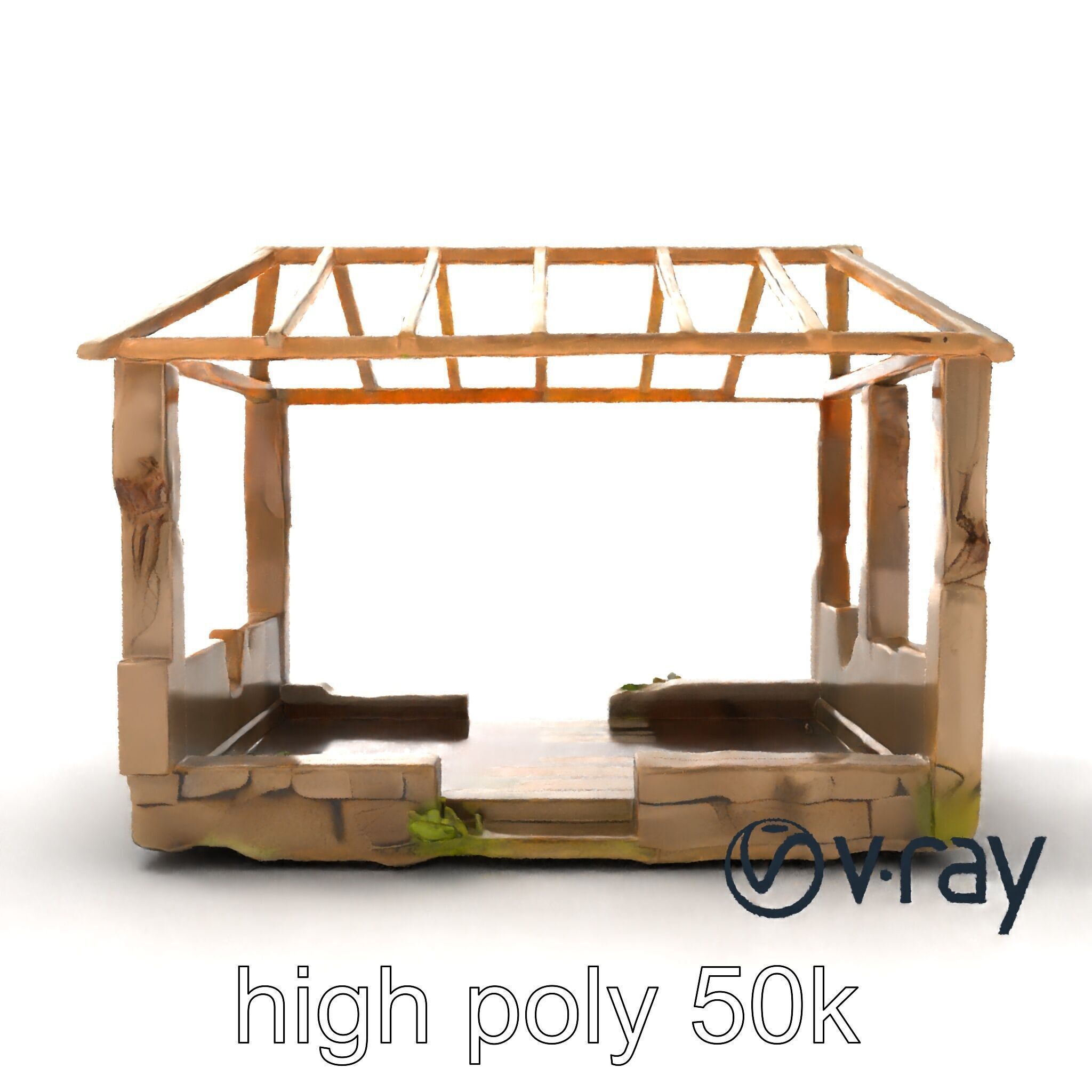 Abandoned Bungalow Ruins model pack Low-poly 3D model_19
