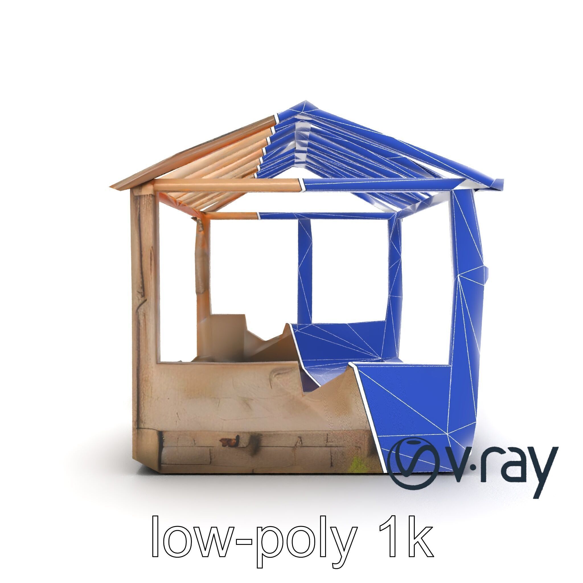 Abandoned Bungalow Ruins model pack Low-poly 3D model_16