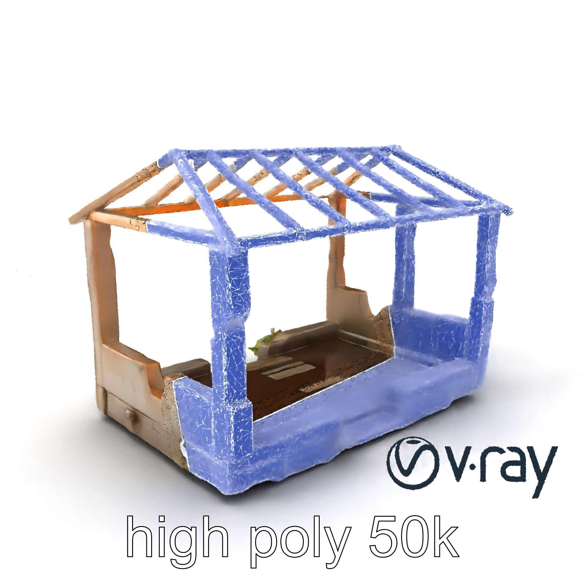 Abandoned Bungalow Ruins model pack Low-poly 3D model_1