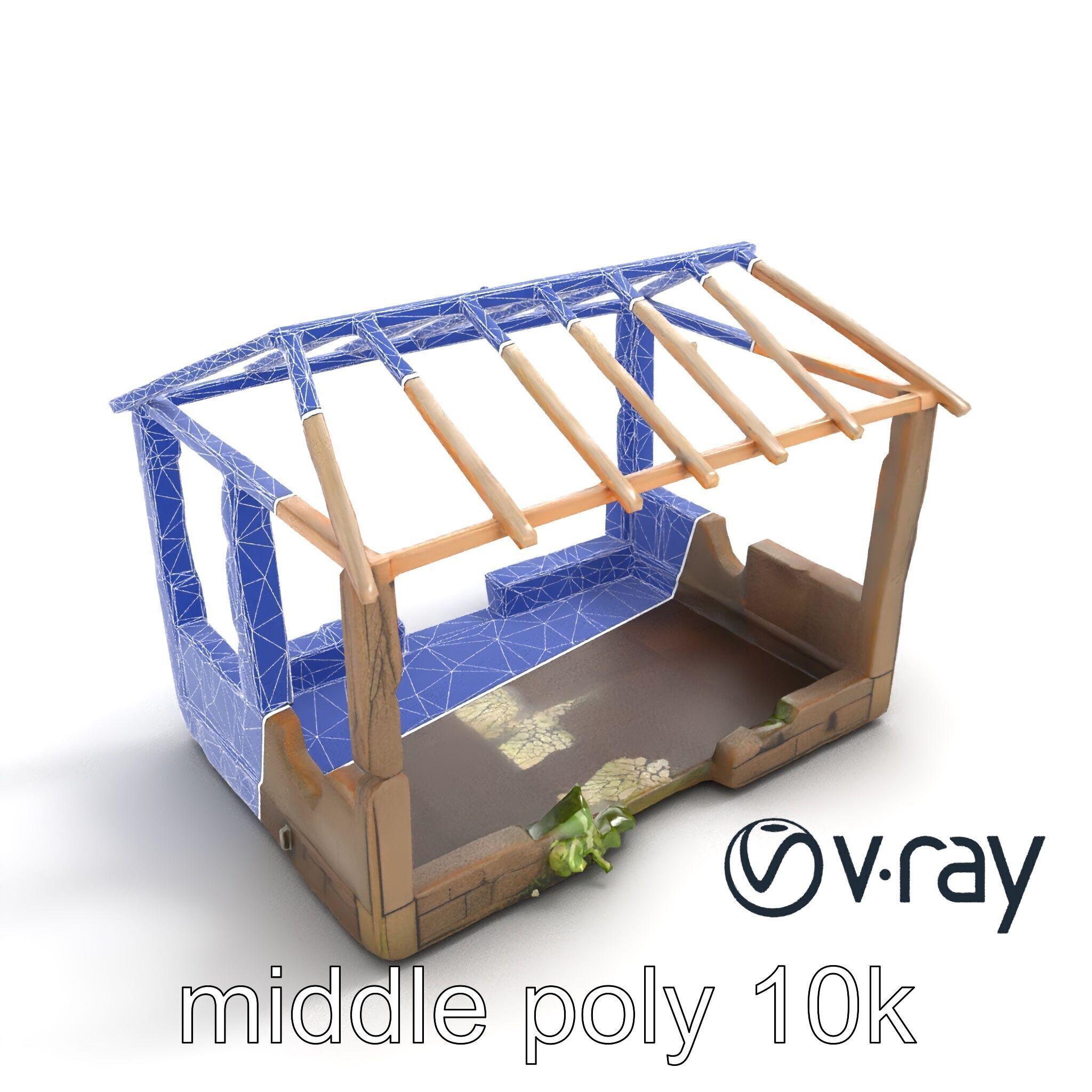 Abandoned Bungalow Ruins model pack Low-poly 3D model_21