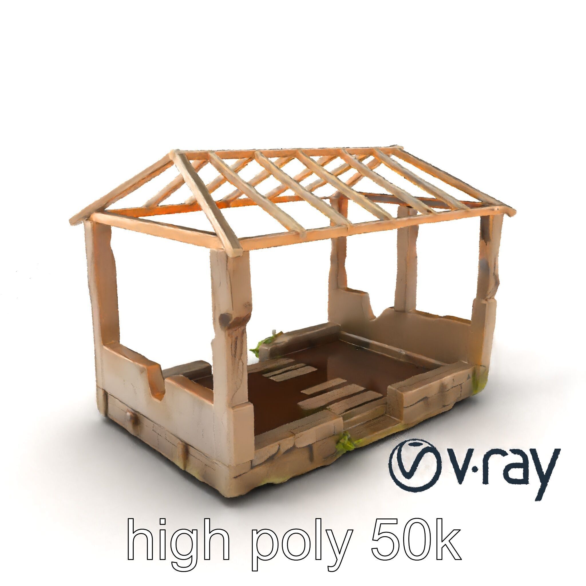 Abandoned Bungalow Ruins model pack Low-poly 3D model_2