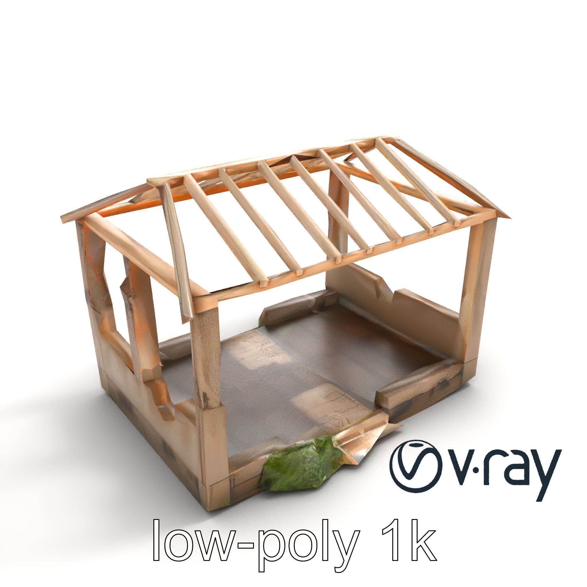 Abandoned Bungalow Ruins model pack Low-poly 3D model_8