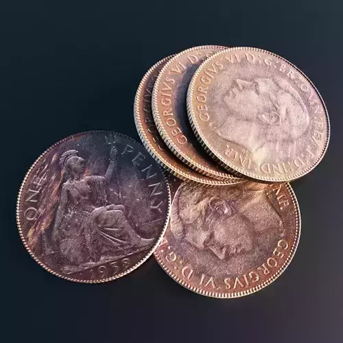 British One Penny coin from 1938