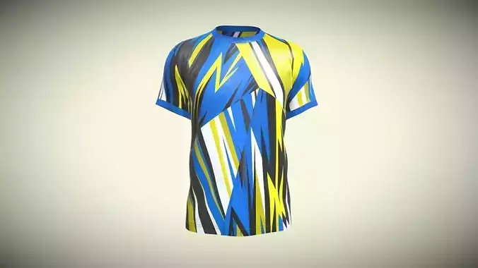 Soccer Mustard Yellow With Blue Jersey Player-11 In Low Poly
