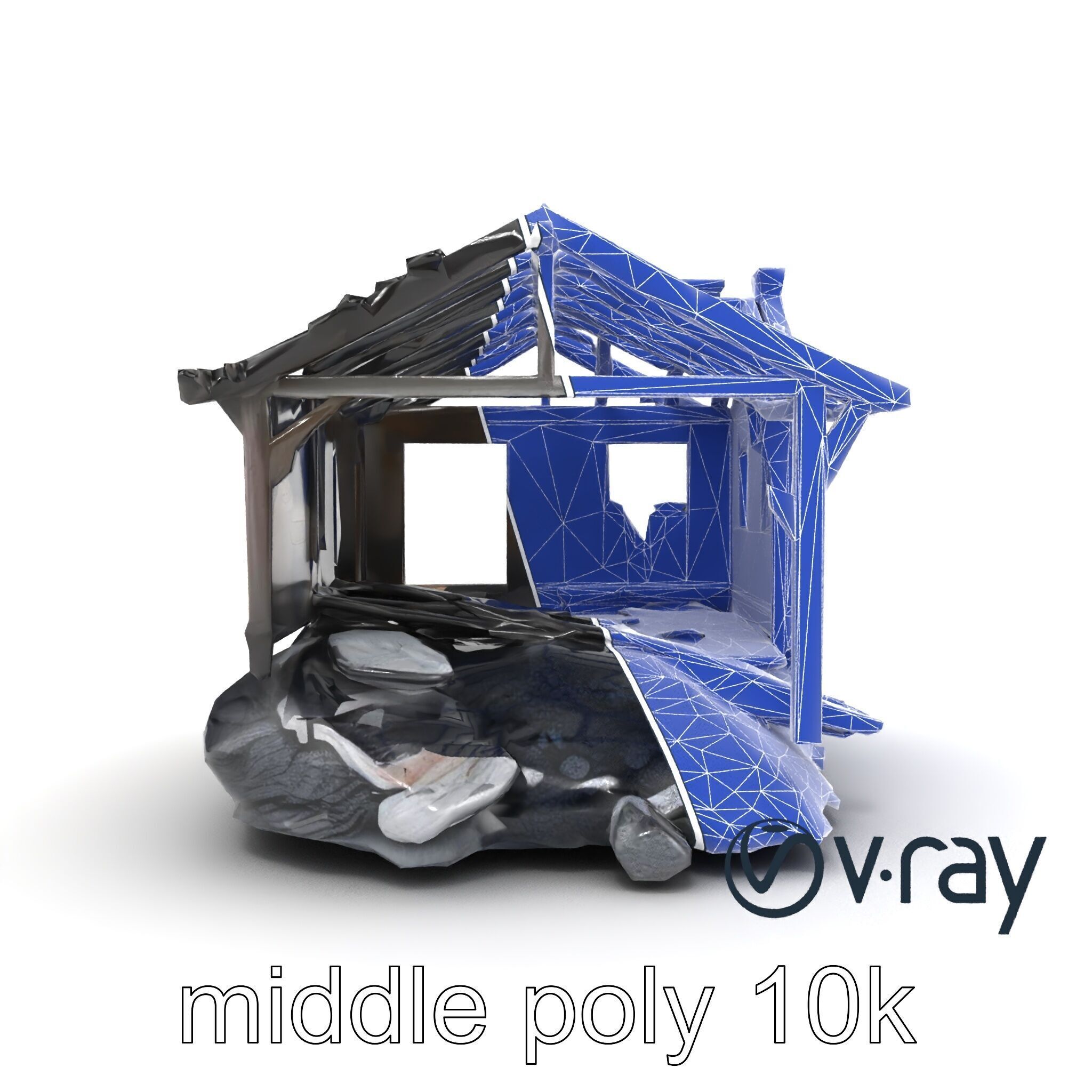 Burned House Ruins Abandoned Structure model pack Low-poly 3D model_30