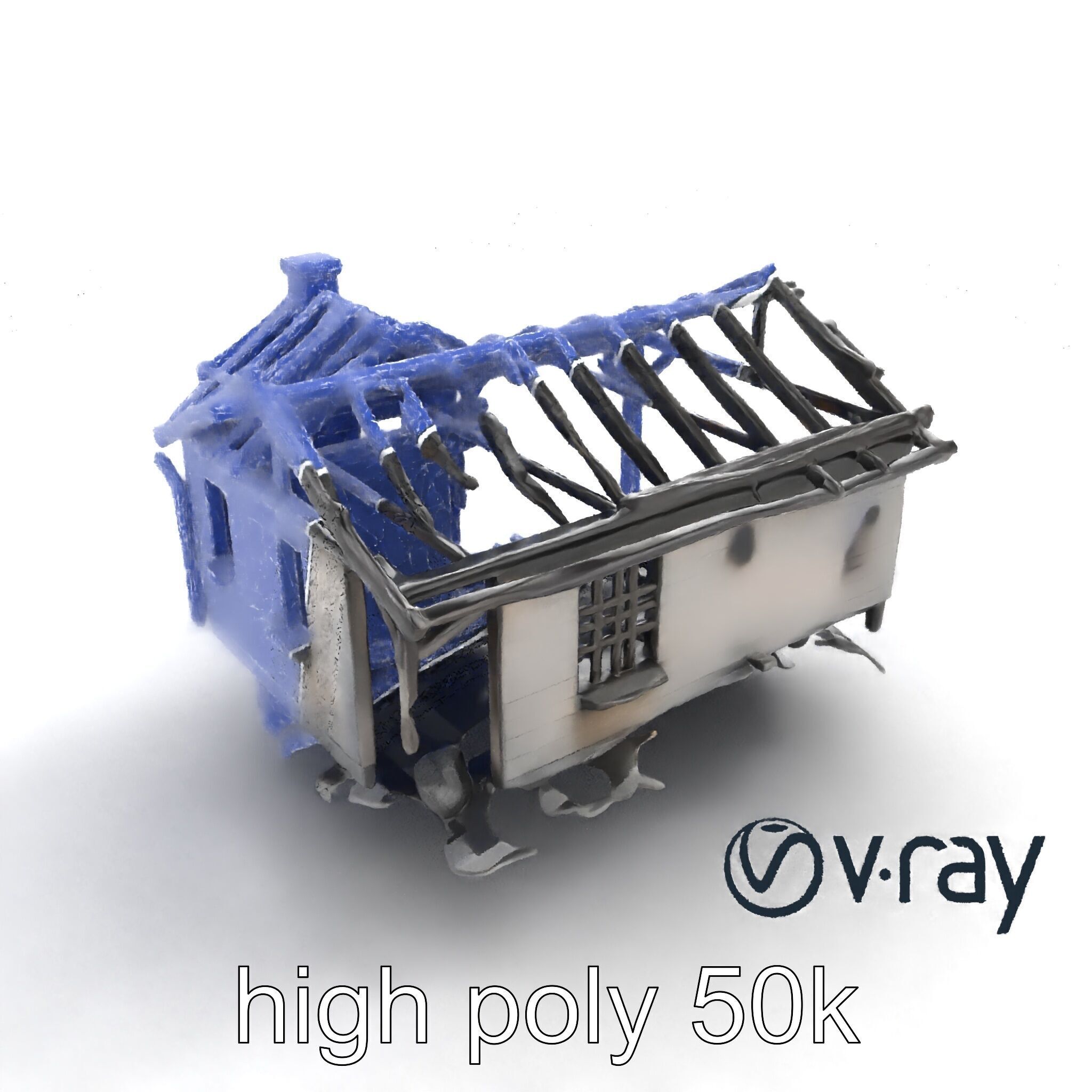 Burned House Ruins Abandoned Structure model pack Low-poly 3D model_31