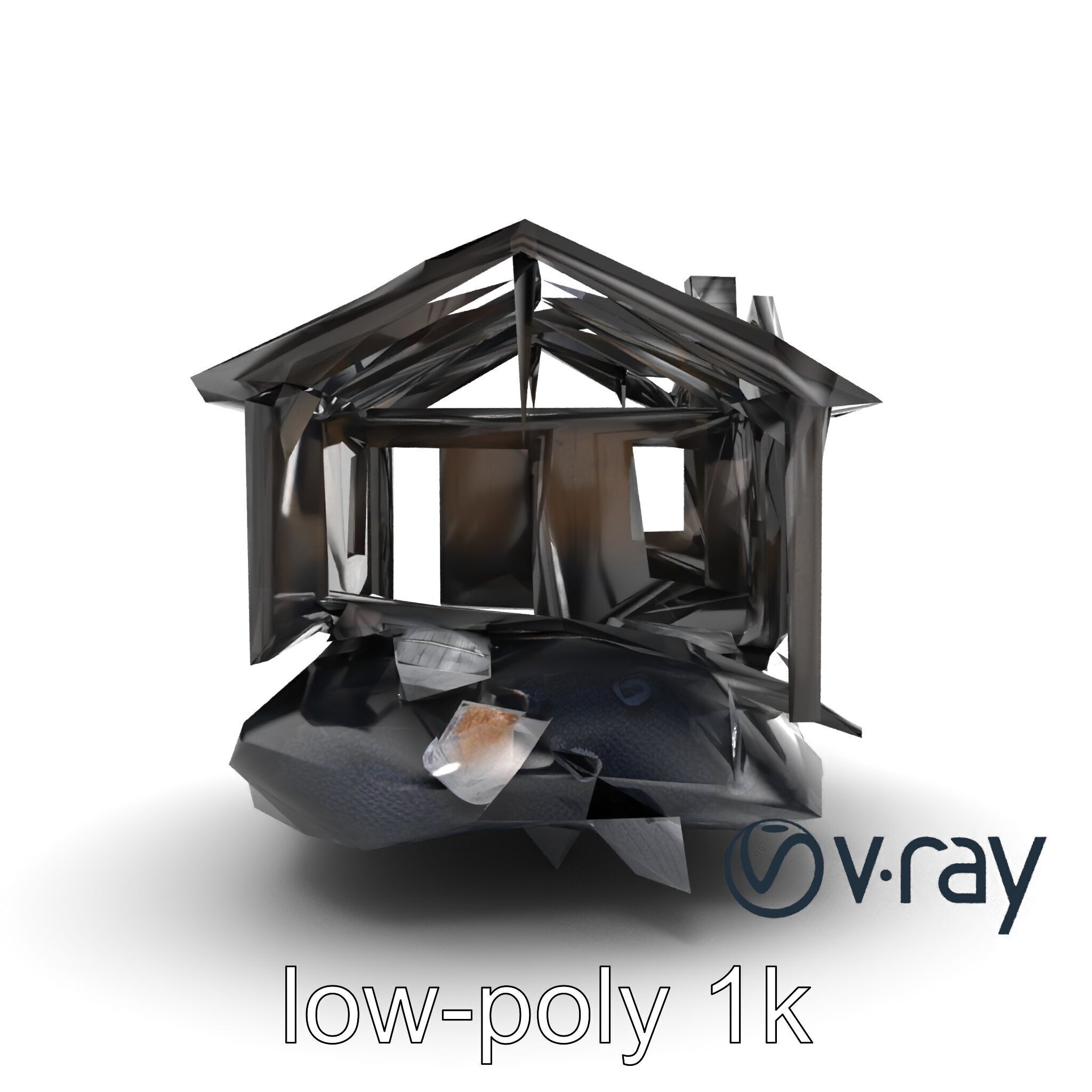 Burned House Ruins Abandoned Structure model pack Low-poly 3D model_24