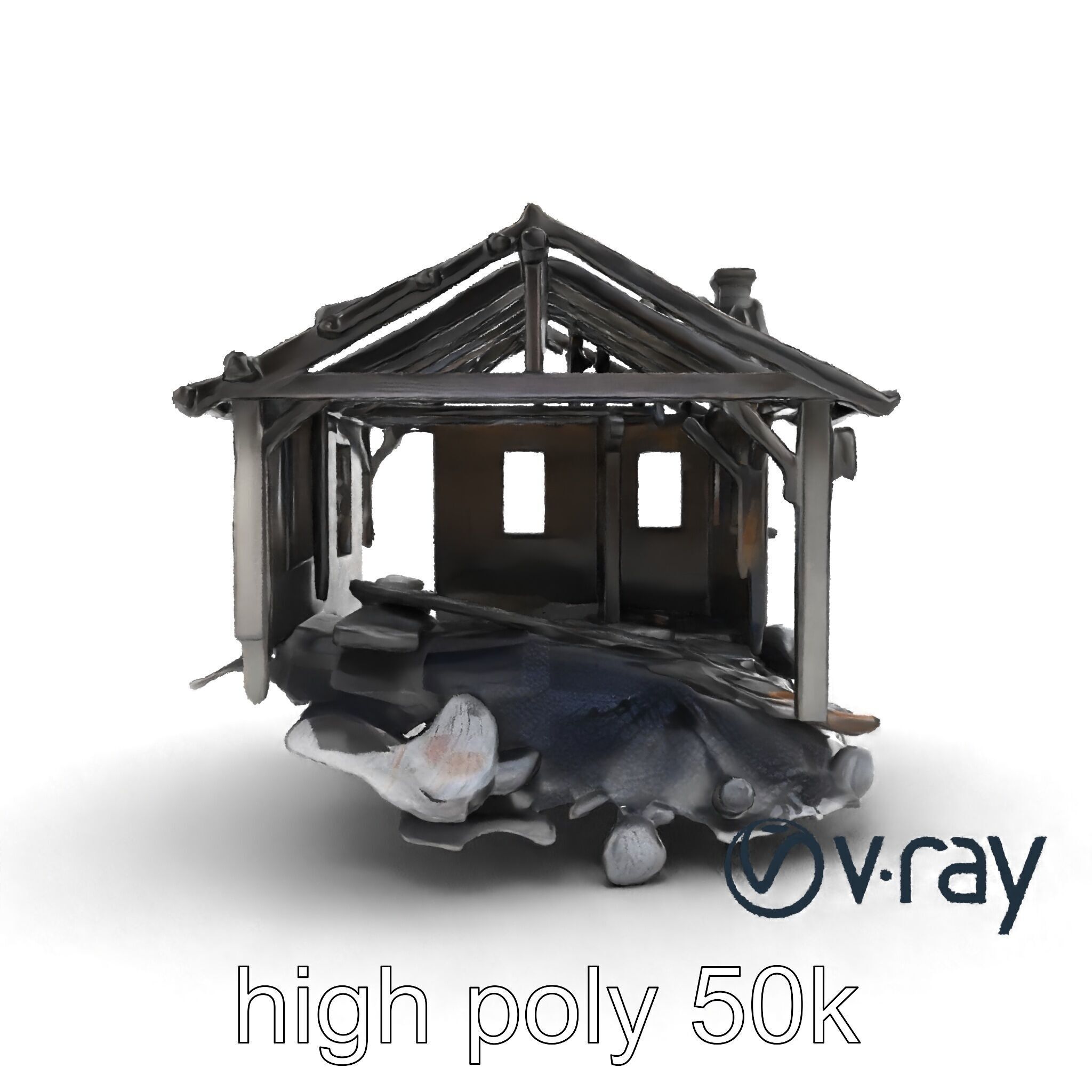 Burned House Ruins Abandoned Structure model pack Low-poly 3D model_20