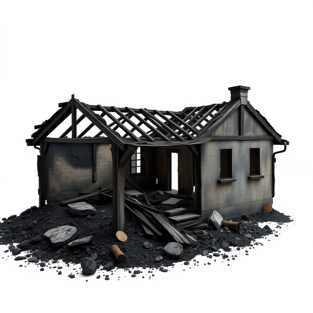 Burned House Ruins Abandoned Structure model pack Low-poly 3D model_4