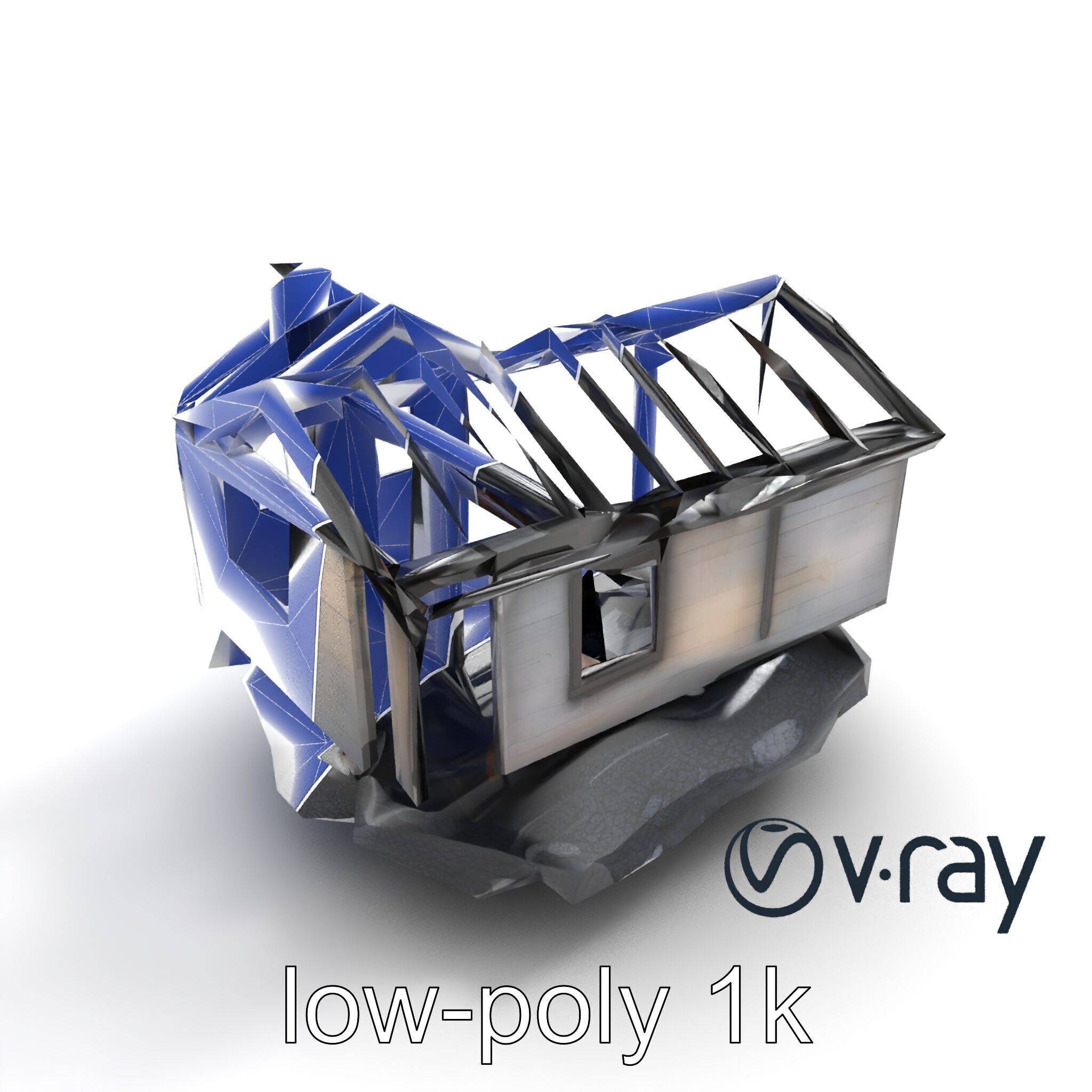 Burned House Ruins Abandoned Structure model pack Low-poly 3D model_25