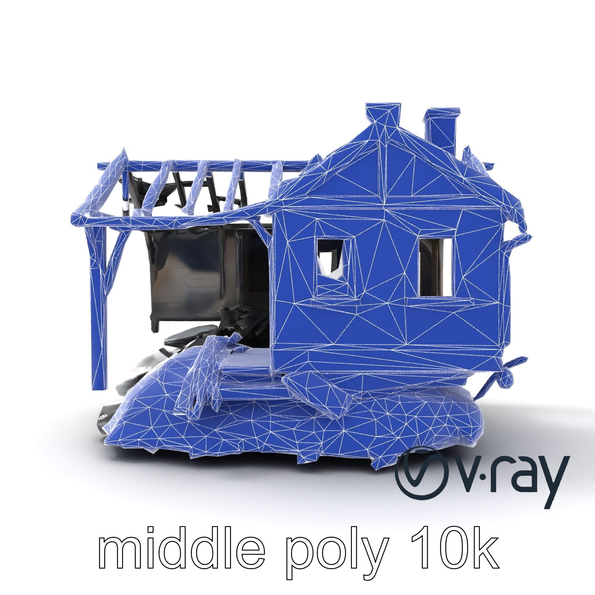 Burned House Ruins Abandoned Structure model pack Low-poly 3D model_27
