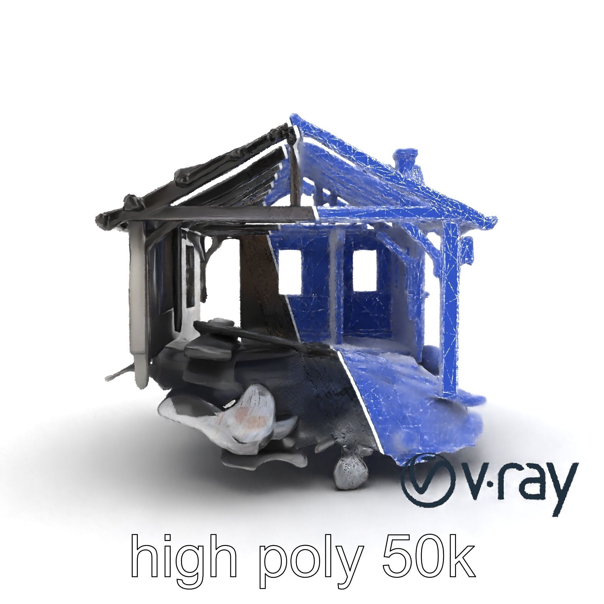 Burned House Ruins Abandoned Structure model pack Low-poly 3D model_15