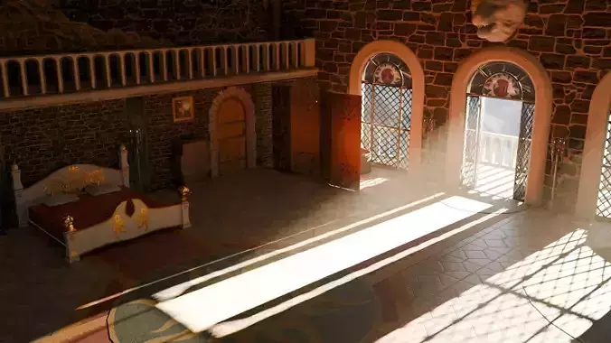 Castle interior Low-poly 3D model