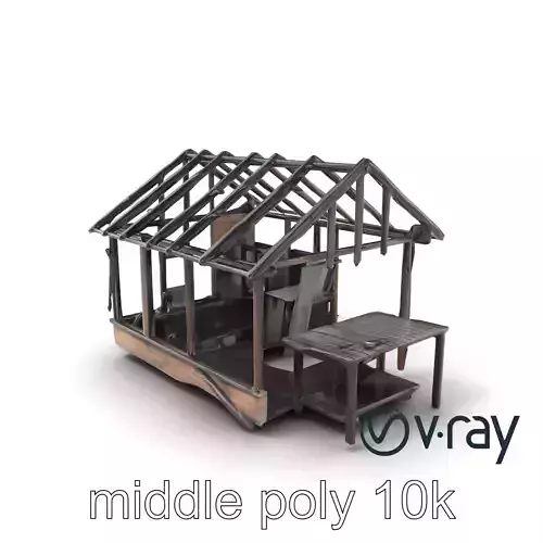 Burned House Ruins Architectural model pack Low-poly 3D model