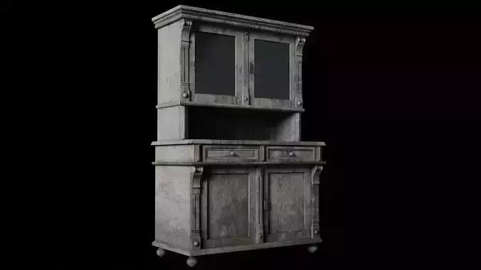 Old worn kitchen cabinet Low poly 3d Model