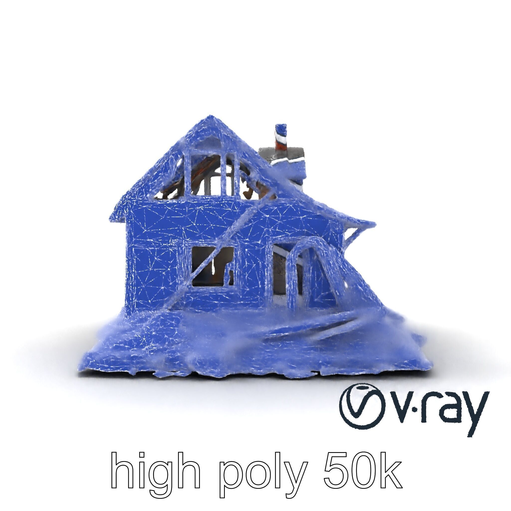 Dilapidated American House Ruins model pack Low-poly 3D model_21