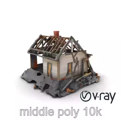 Dilapidated American House Ruins model pack