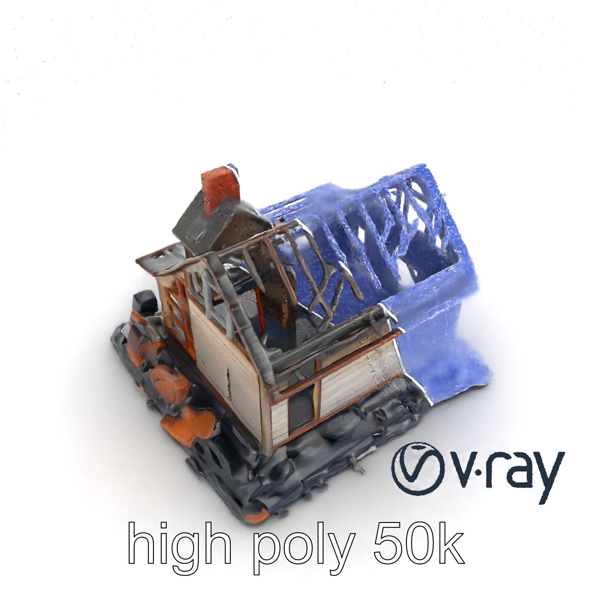 Dilapidated American House Ruins model pack Low-poly 3D model_12