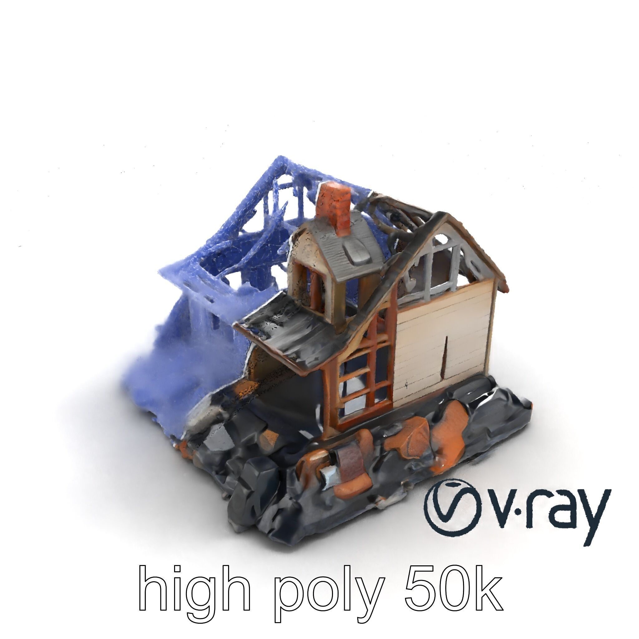 Dilapidated American House Ruins model pack Low-poly 3D model_19