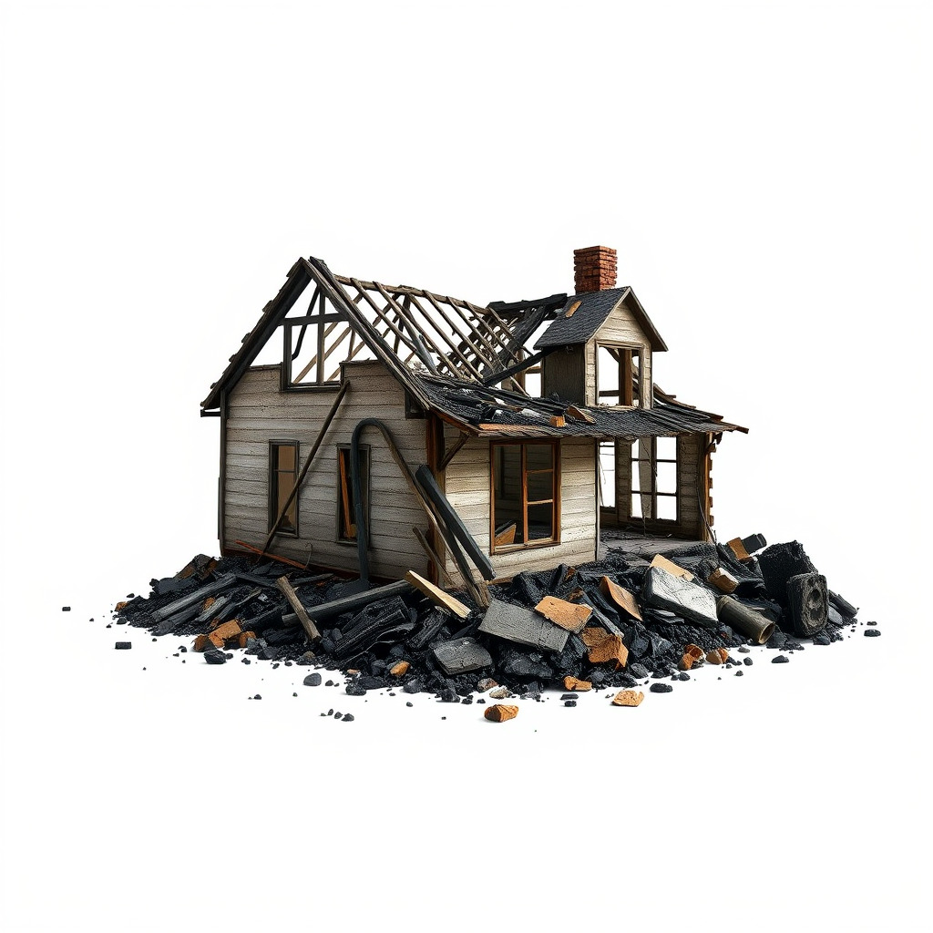 Dilapidated American House Ruins model pack Low-poly 3D model_4