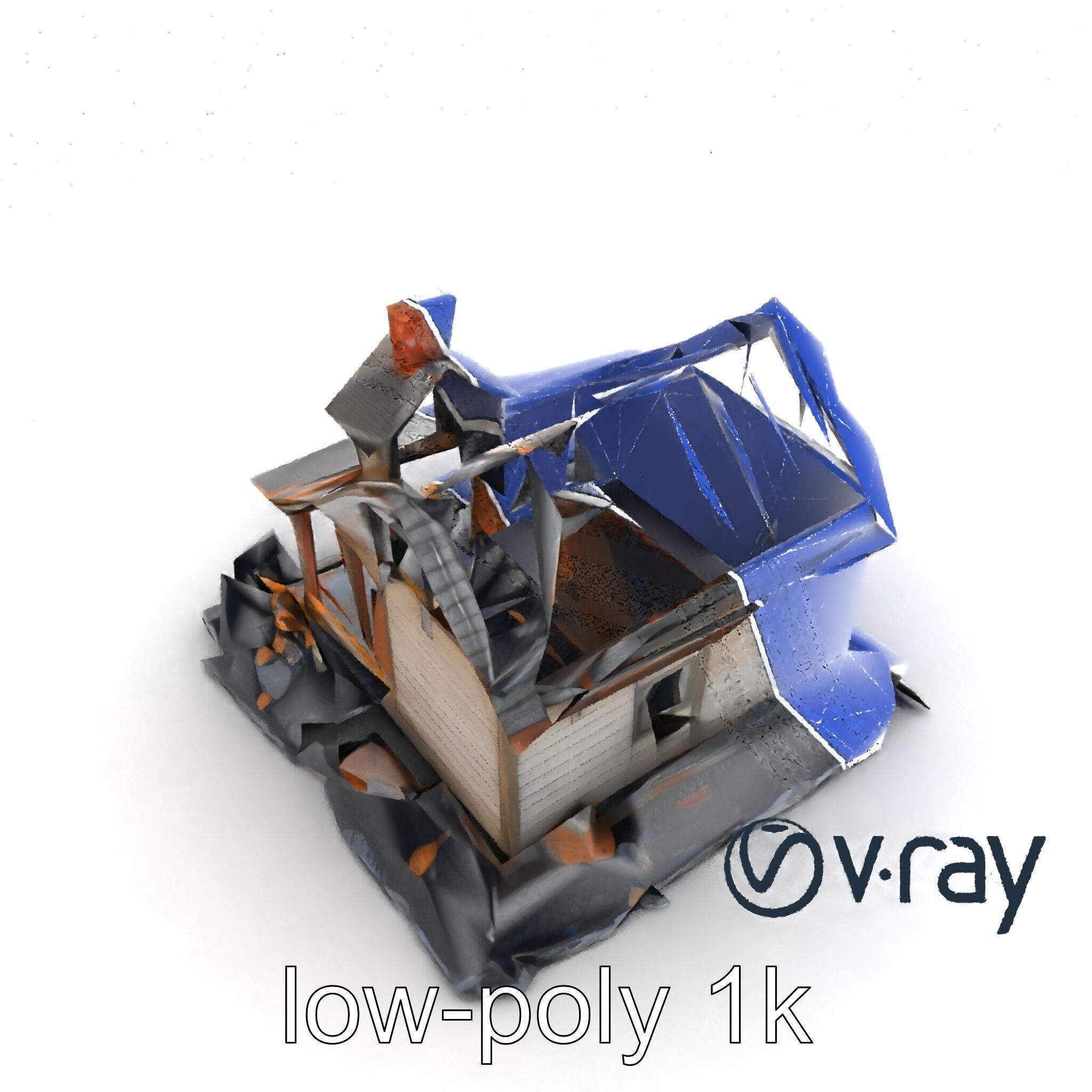 Dilapidated American House Ruins model pack Low-poly 3D model_27