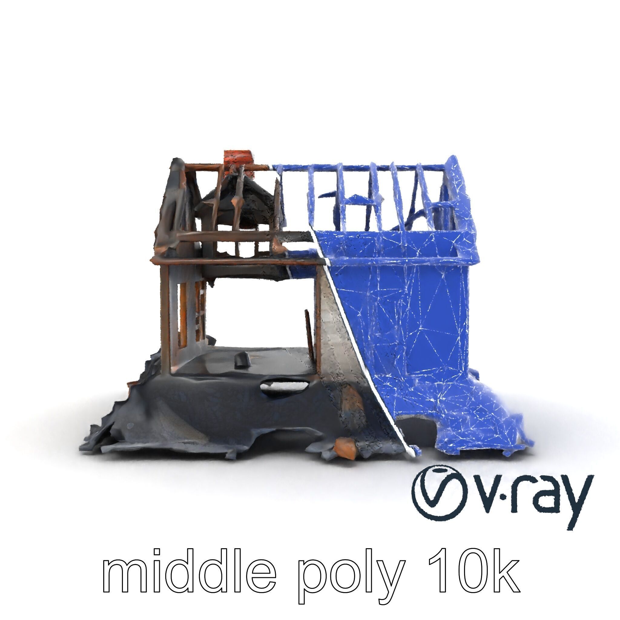 Dilapidated American House Ruins model pack Low-poly 3D model_28