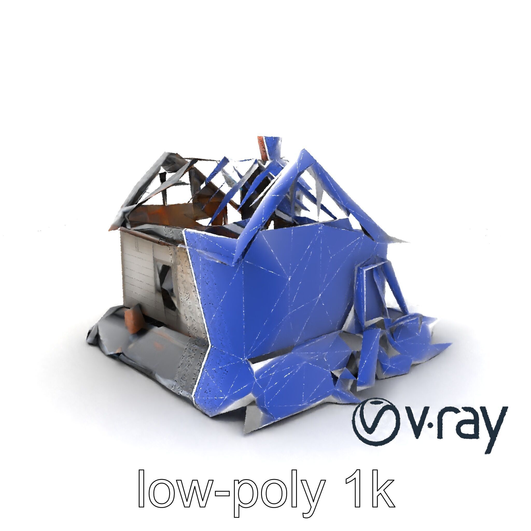 Dilapidated American House Ruins model pack Low-poly 3D model_7