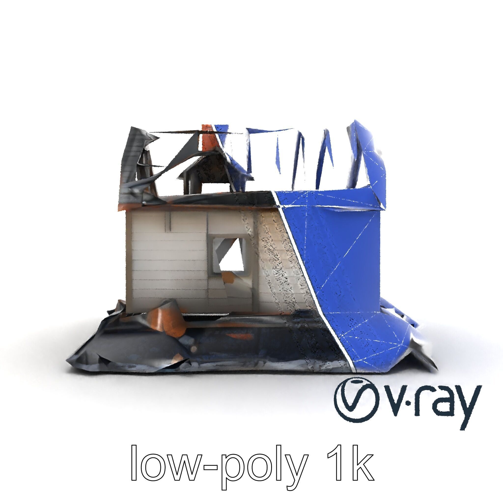 Dilapidated American House Ruins model pack Low-poly 3D model_18