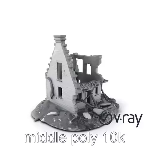 Burned-Down American Residence Ruins model pack