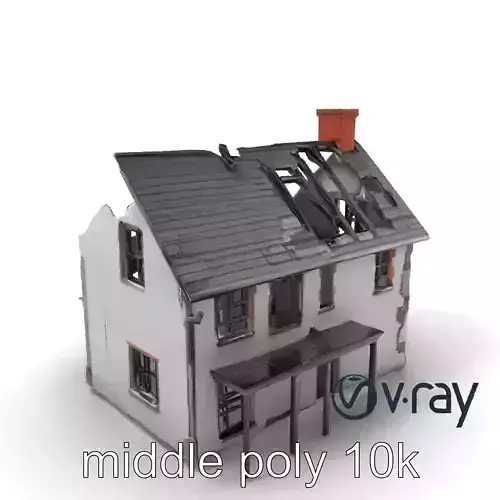 Eroded Fire-Damaged House Ruins model pack Low-poly 3D model