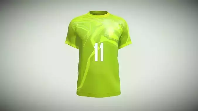 Soccer Neon Green Color Jersey Player-11 In Low Poly