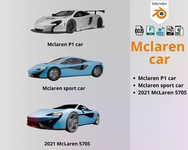 McLaren Supercar 3D Model Collection  P1 Sport and 570S 