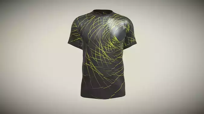 Soccer Neon Yellow With Black Jersey Player-11 In Low Poly