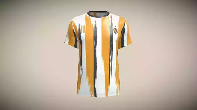 Soccer Orange Sports Jersey Player-11 In Low Poly
