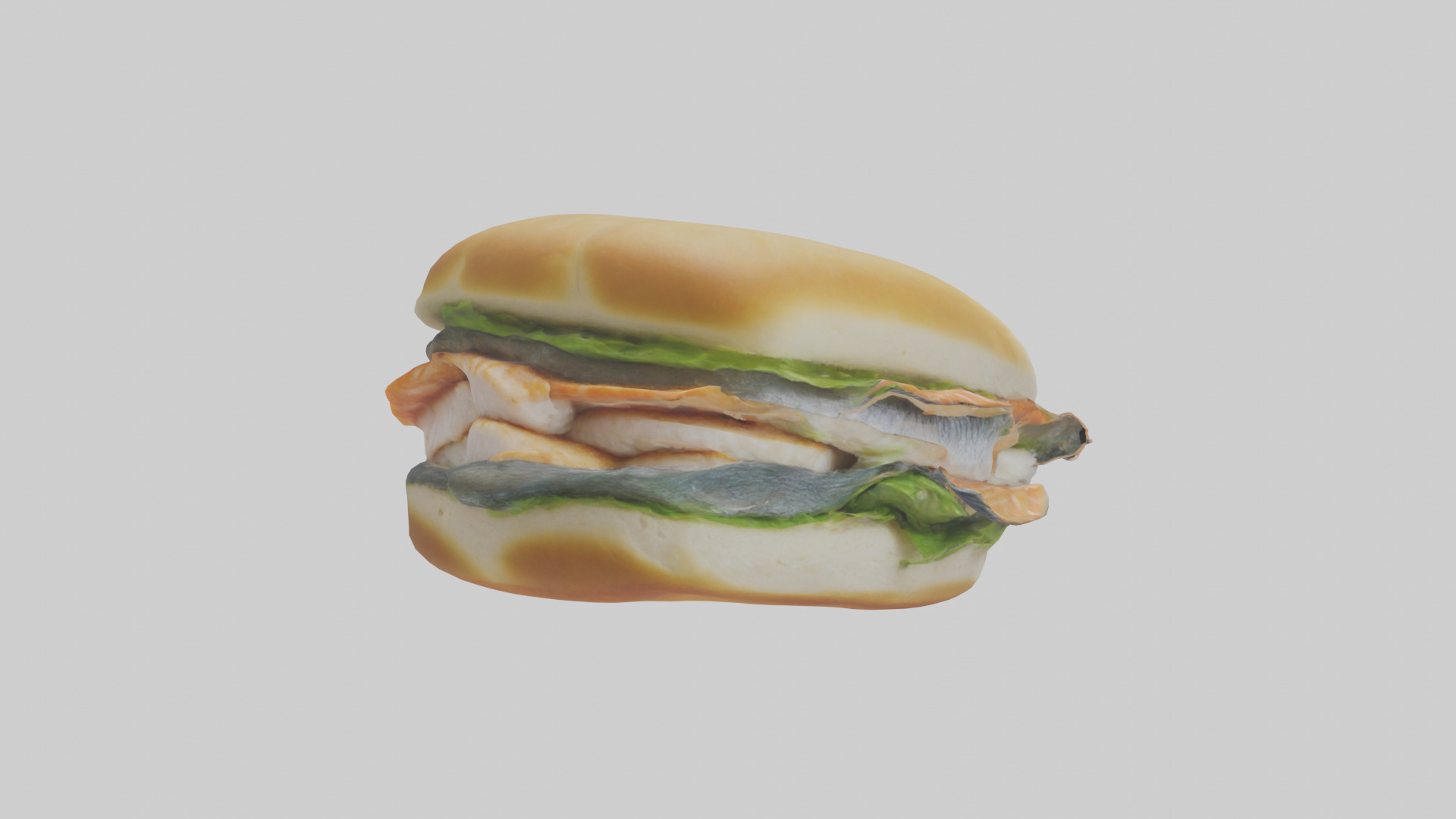 Fish fillet sandwich model Low-poly 3D model_2