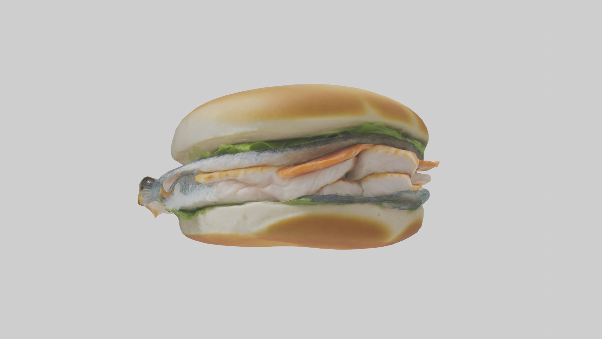 Fish fillet sandwich model Low-poly 3D model_1