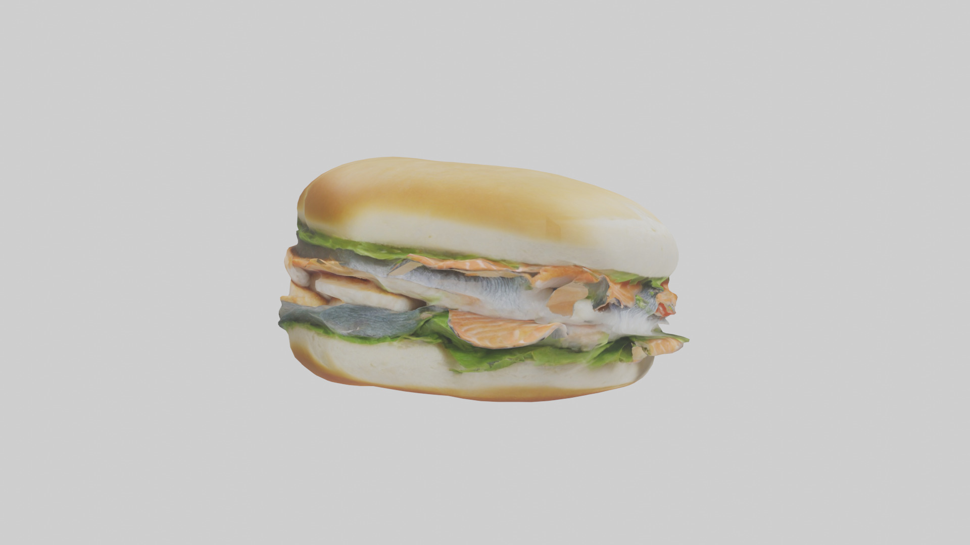 Fish fillet sandwich model Low-poly 3D model_23
