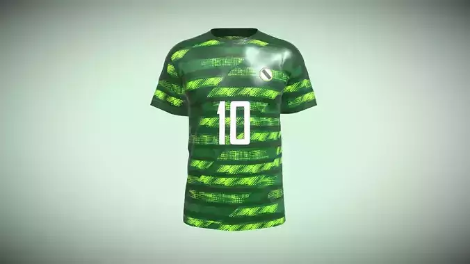 Soccer Printed Green Jersey Player-10 In Low Poly