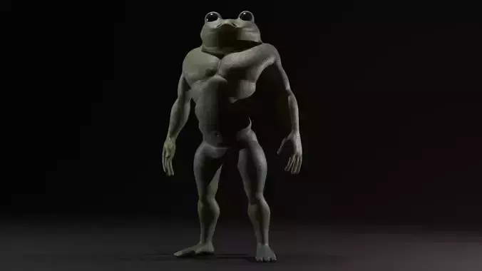frog man rigged and textured Low-poly 3D model