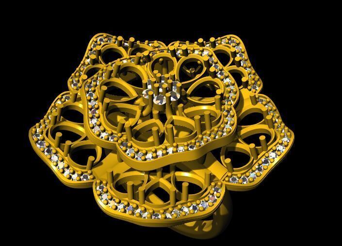 flower ring 3dm file 3D print model_2