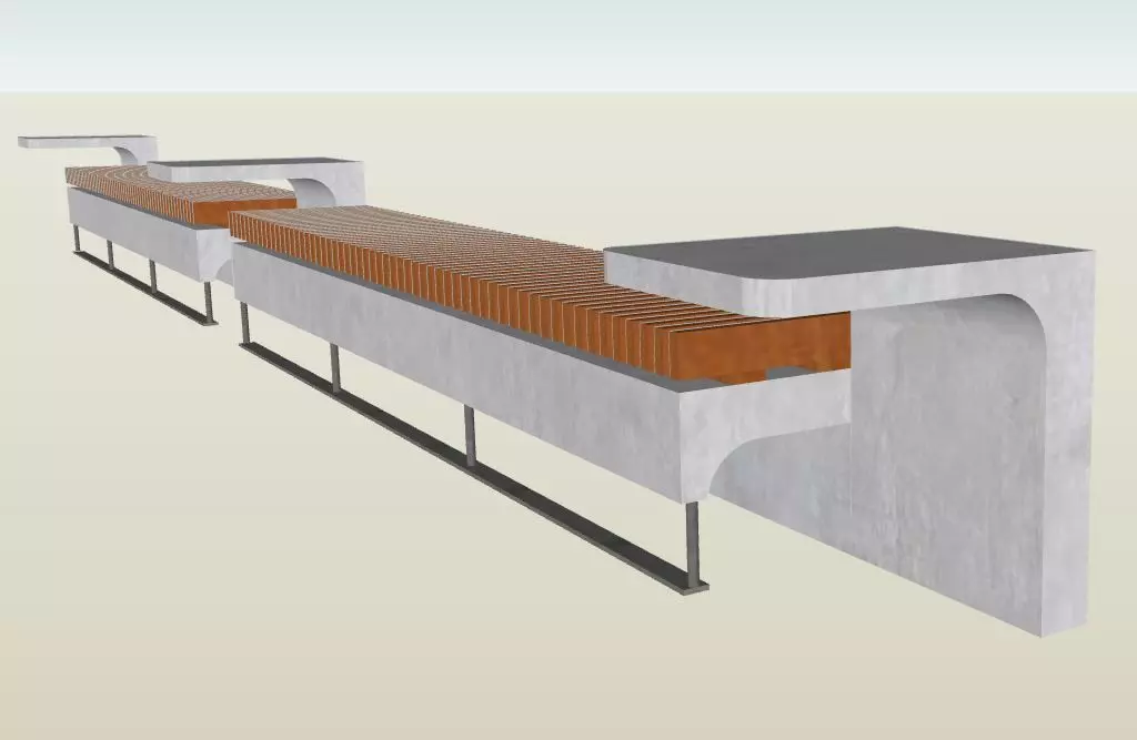 Bleacher Low-poly 3D model_0