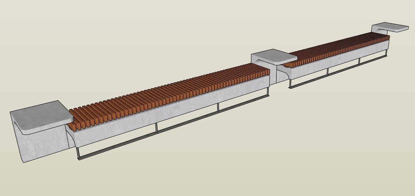 Bleacher Low-poly 3D model_2