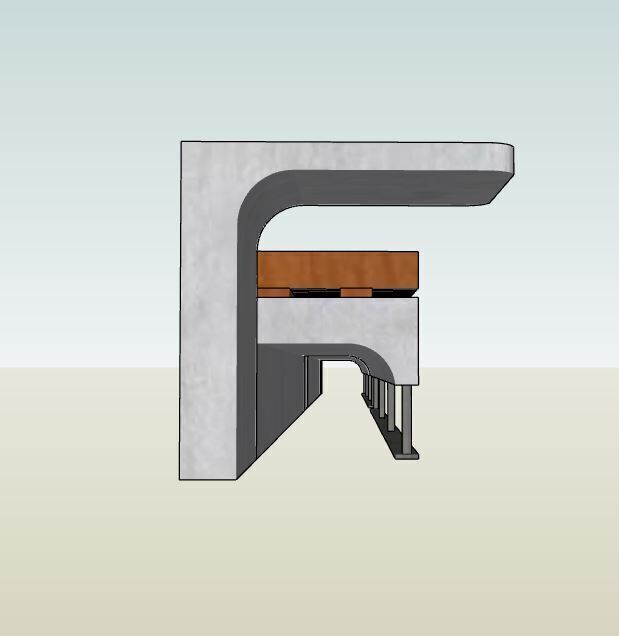 Bleacher Low-poly 3D model_4