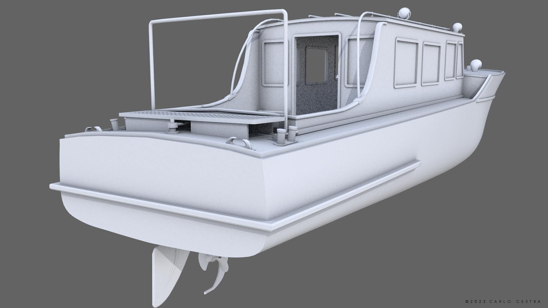 WW2 Italian 10m Motorboat Low-poly 3D model_25