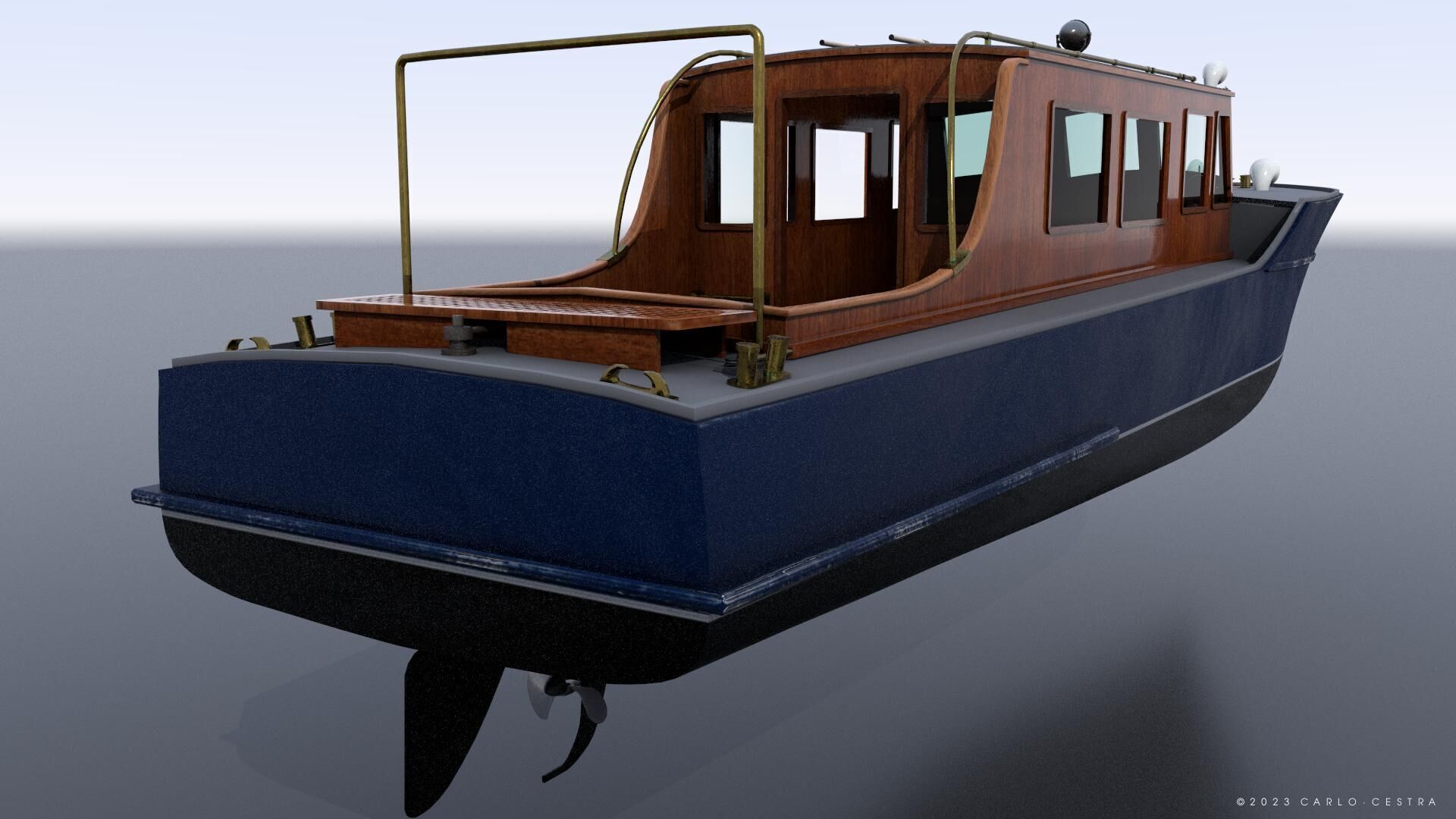 WW2 Italian 10m Motorboat Low-poly 3D model_9