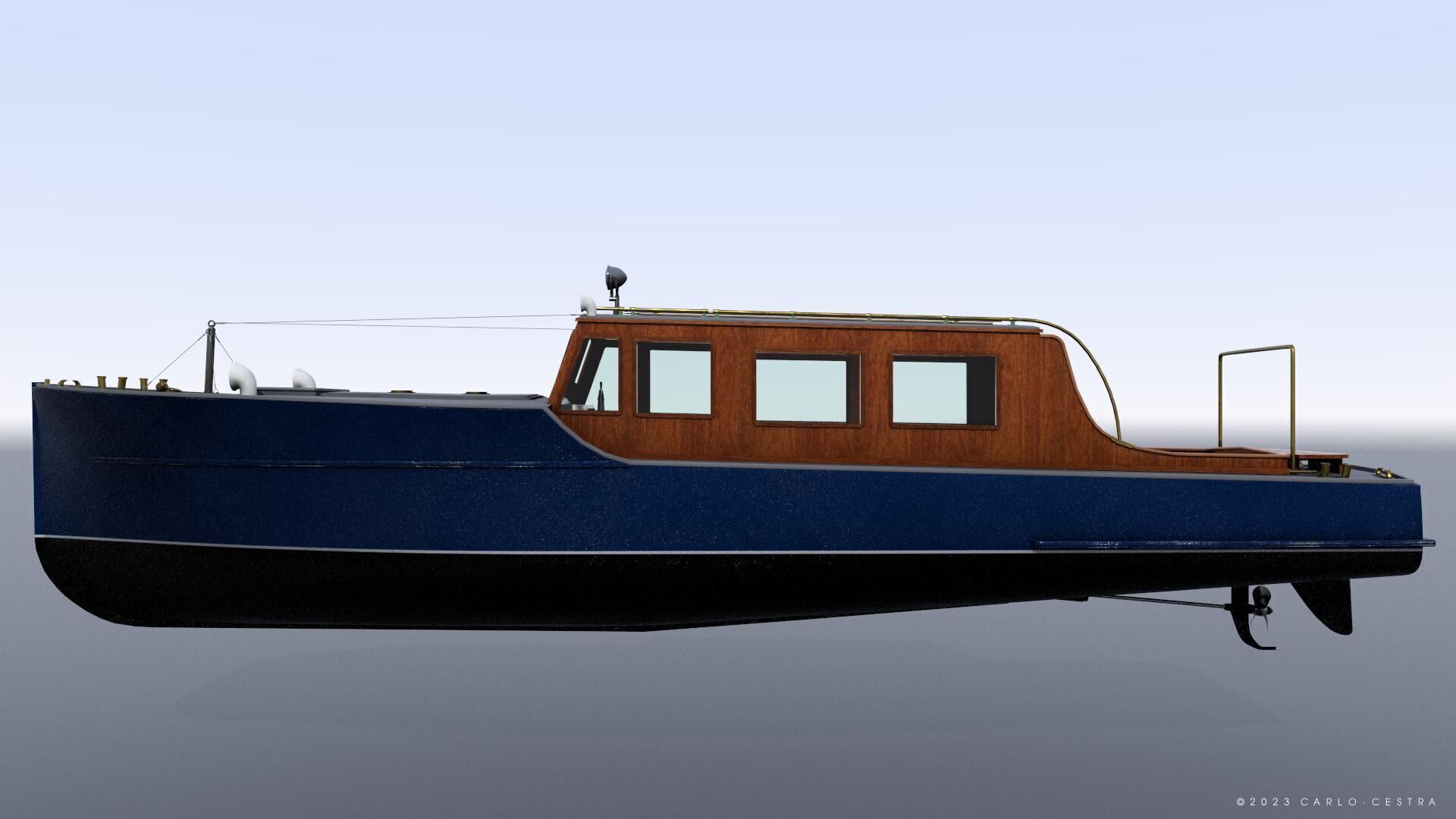 WW2 Italian 10m Motorboat Low-poly 3D model_12