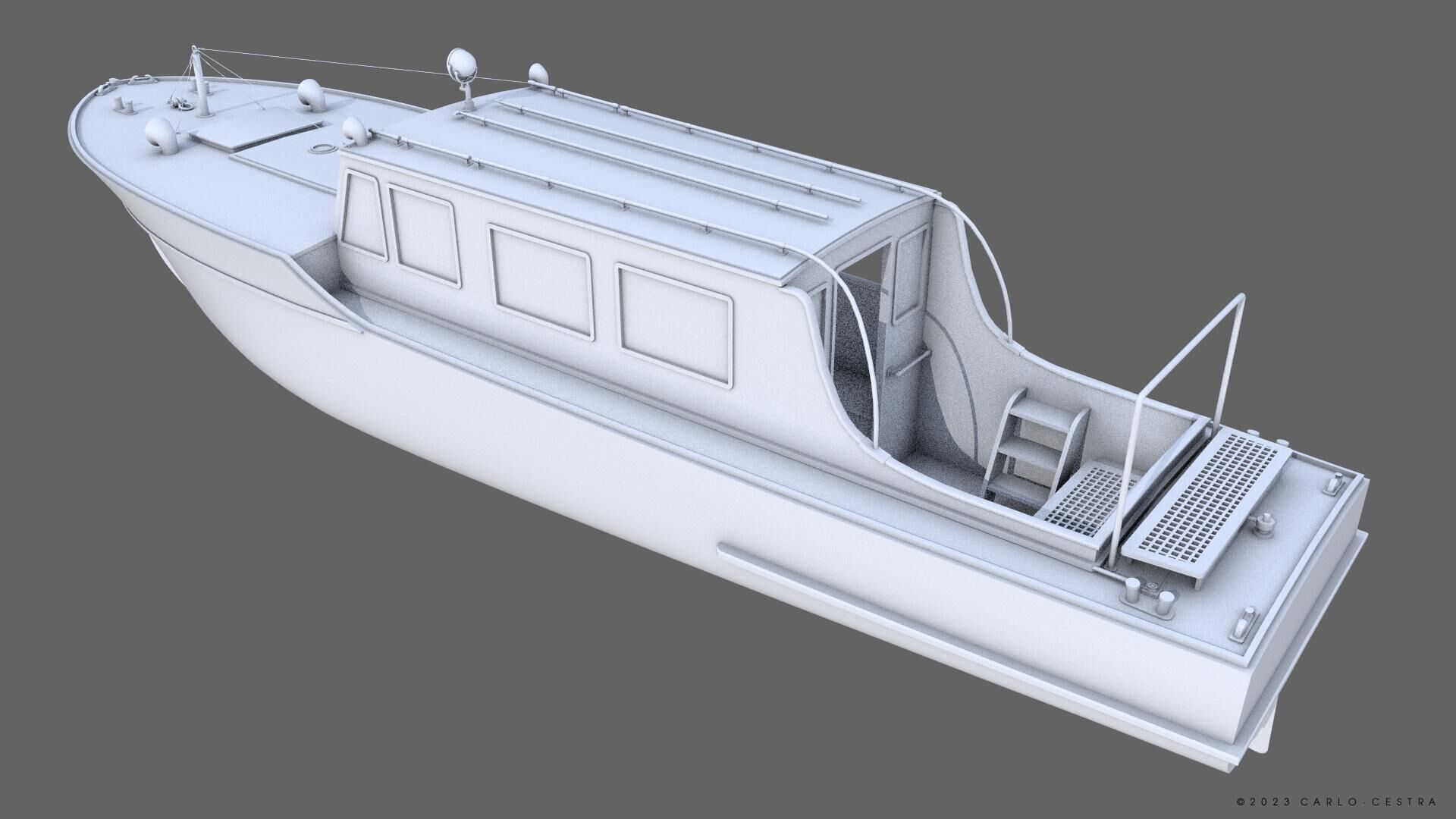 WW2 Italian 10m Motorboat Low-poly 3D model_18