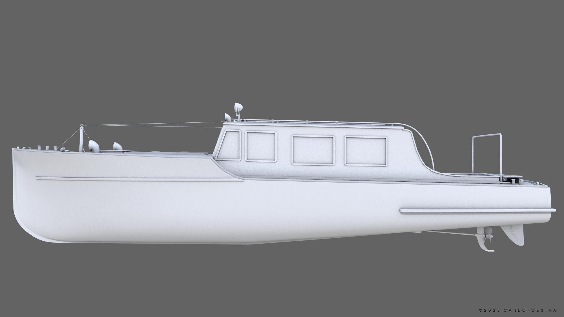 WW2 Italian 10m Motorboat Low-poly 3D model_28